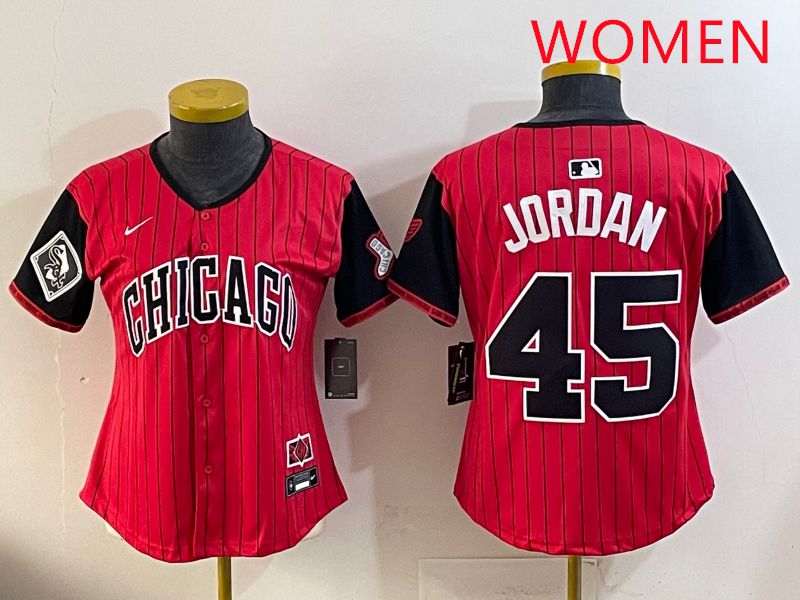 Women 2025 Chicago White Sox #45 Jordan Red Joint Name Nike MLB Jersey style 13